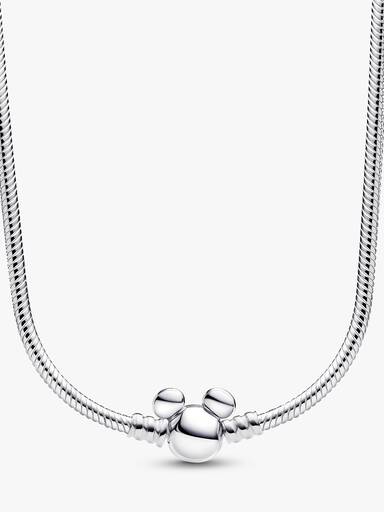 Collar Pandora Moments Cadena de Serpiente con Cierre de Mickey Mouse de Disney
