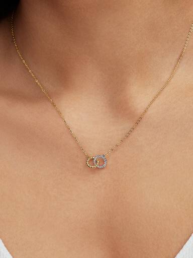 Collar Círculos Entrelazados Cuentas y Pavé