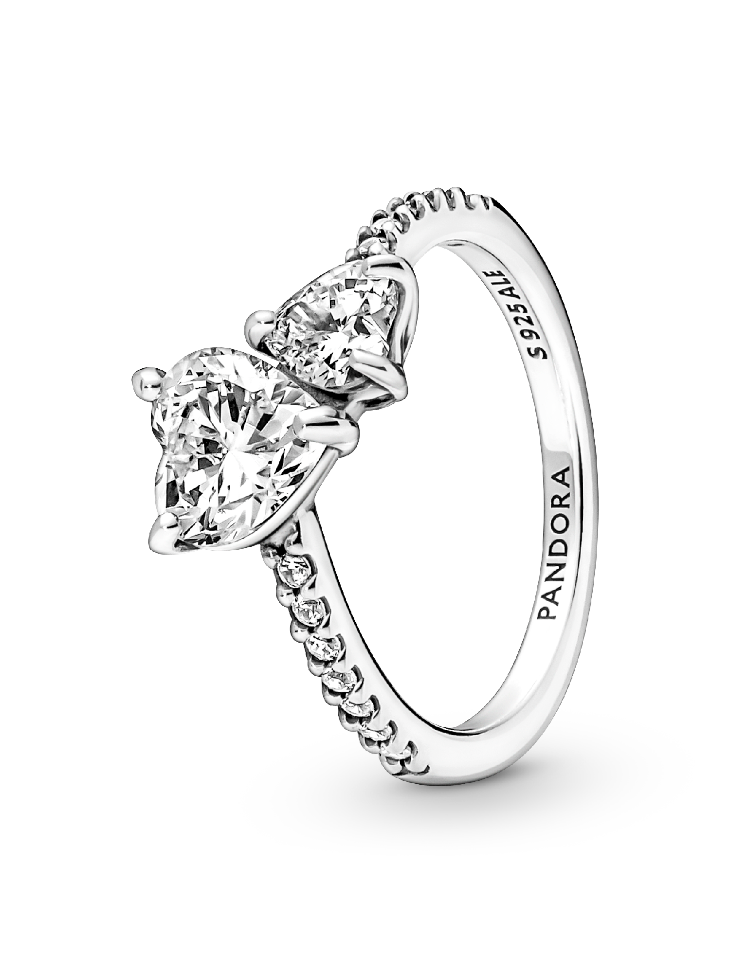 Anillo con un recubrimiento de oro de 14k Corazón Doble Brillante