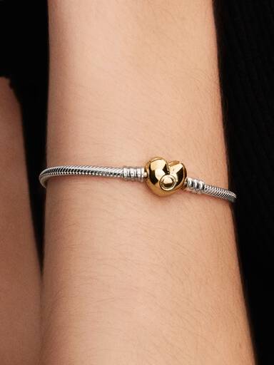 Pulsera de Cadena de Serpiente con Cierre de Corazón