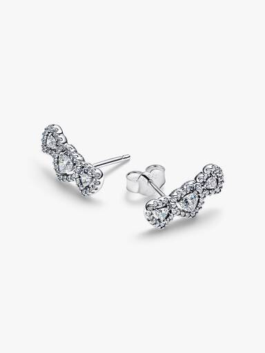 Pendientes de Botón Triple Halo Corazón