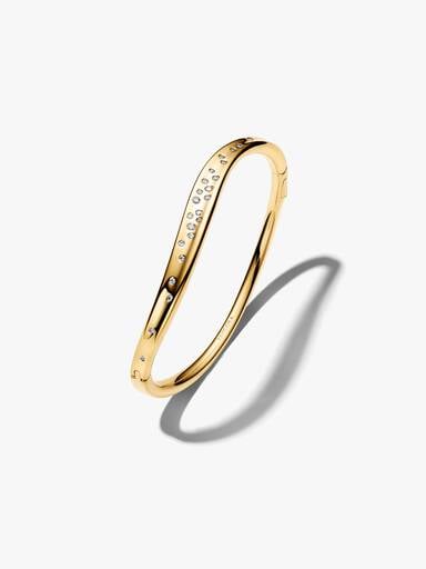 Pulsera Rígida Forma Orgánica Gemas Engastadas
