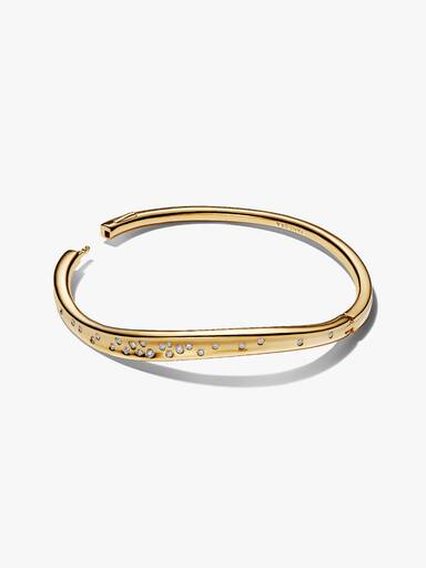 Pulsera Rígida Forma Orgánica Gemas Engastadas
