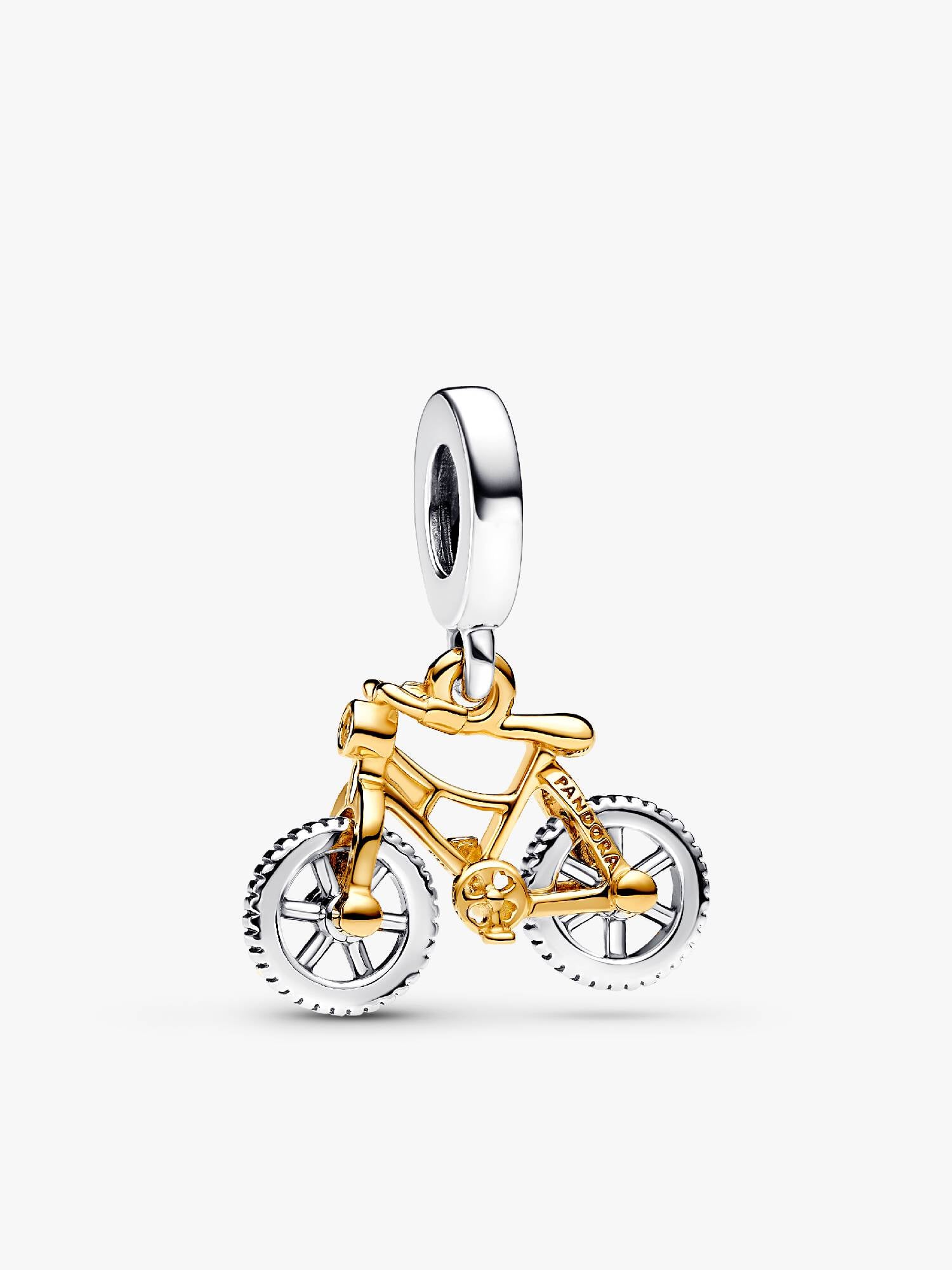 Charm Colgante Ruedas de Bicicleta Girando en Dos Tonos