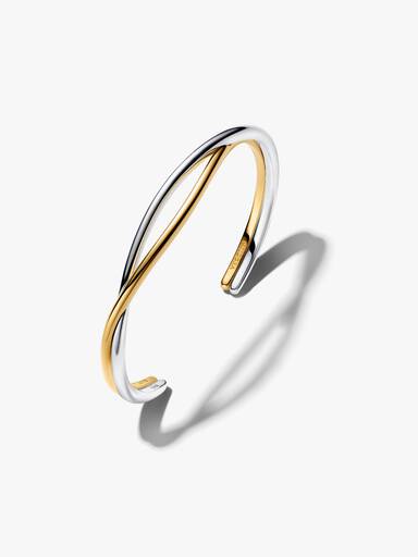 Pulsera Rígida Entrelazada en Dos Tonos