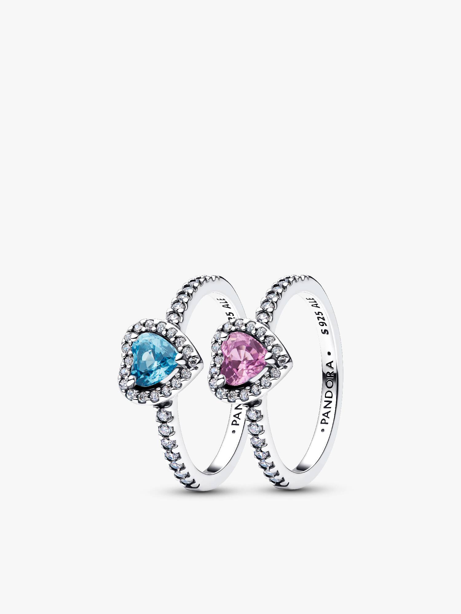 Conjunto de Regalo Anillos Corazón Elevado Azul y Lila