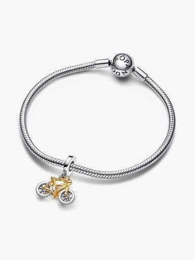 Charm Colgante Ruedas de Bicicleta Girando en Dos Tonos