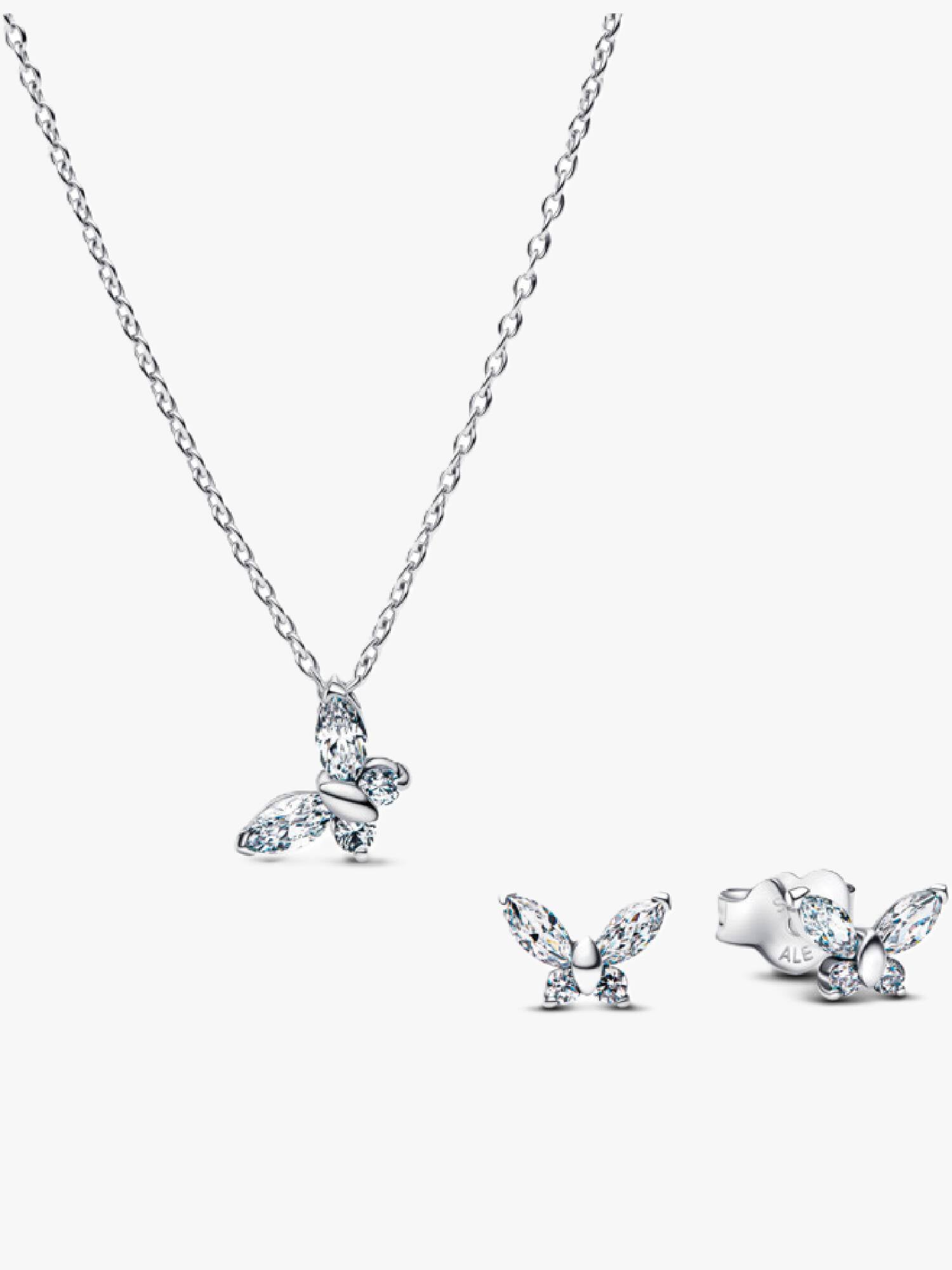 Conjunto de Regalo Collar y Pendientes Mariposas Brillantes