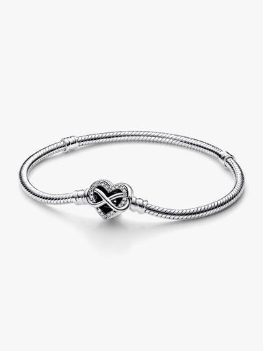 Pulsera de Cadena de Serpiente con Cierre de Corazón Infinito Brillante
