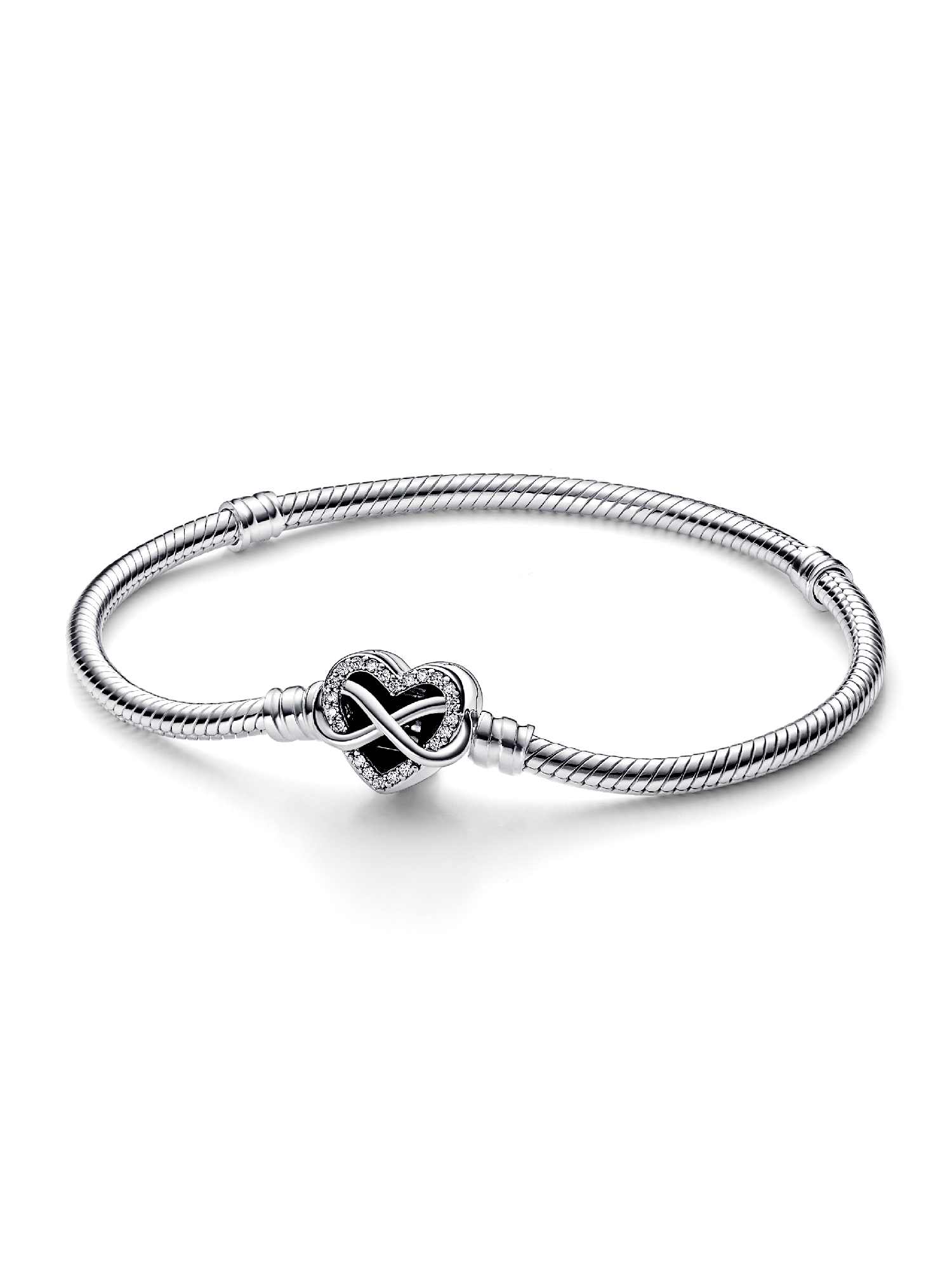Pulsera de Cadena de Serpiente con Cierre de Corazón Infinito Brillante