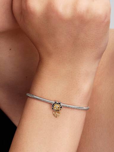 Charm Flor de Nenúfar Princesa Tiana de Disney con Diamante Sintético Creado en Laboratorio