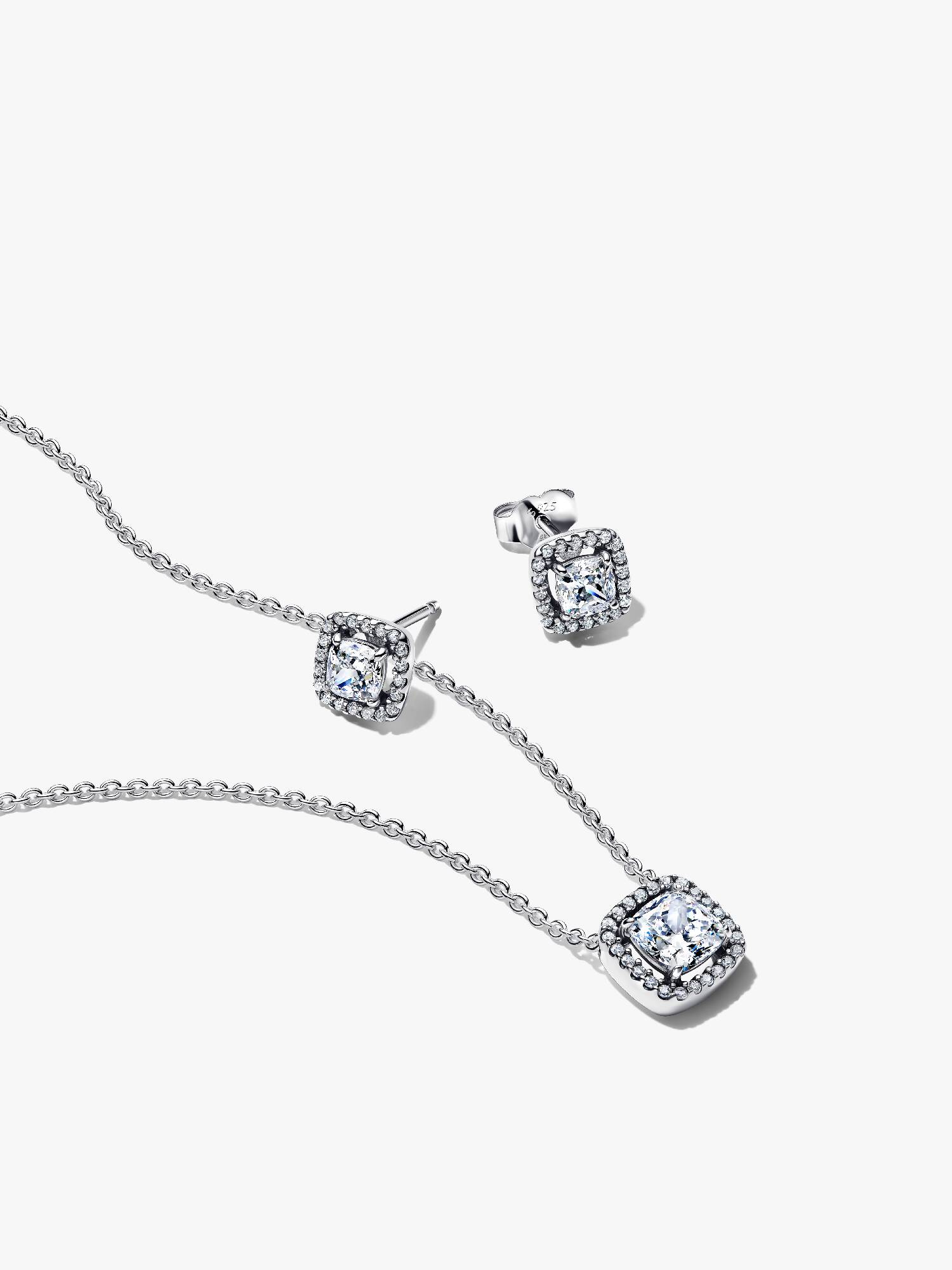 Conjunto de Regalo Collar y Pendientes Halo Cuadrado