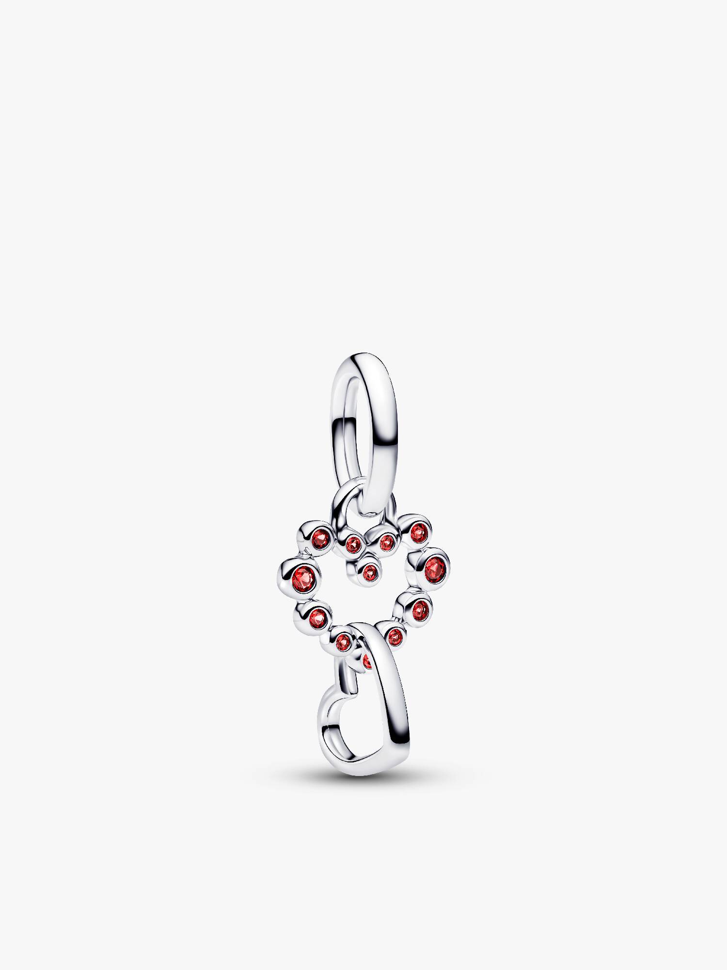 Charm Colgante Corazones Conectados y Gemas Rojas
