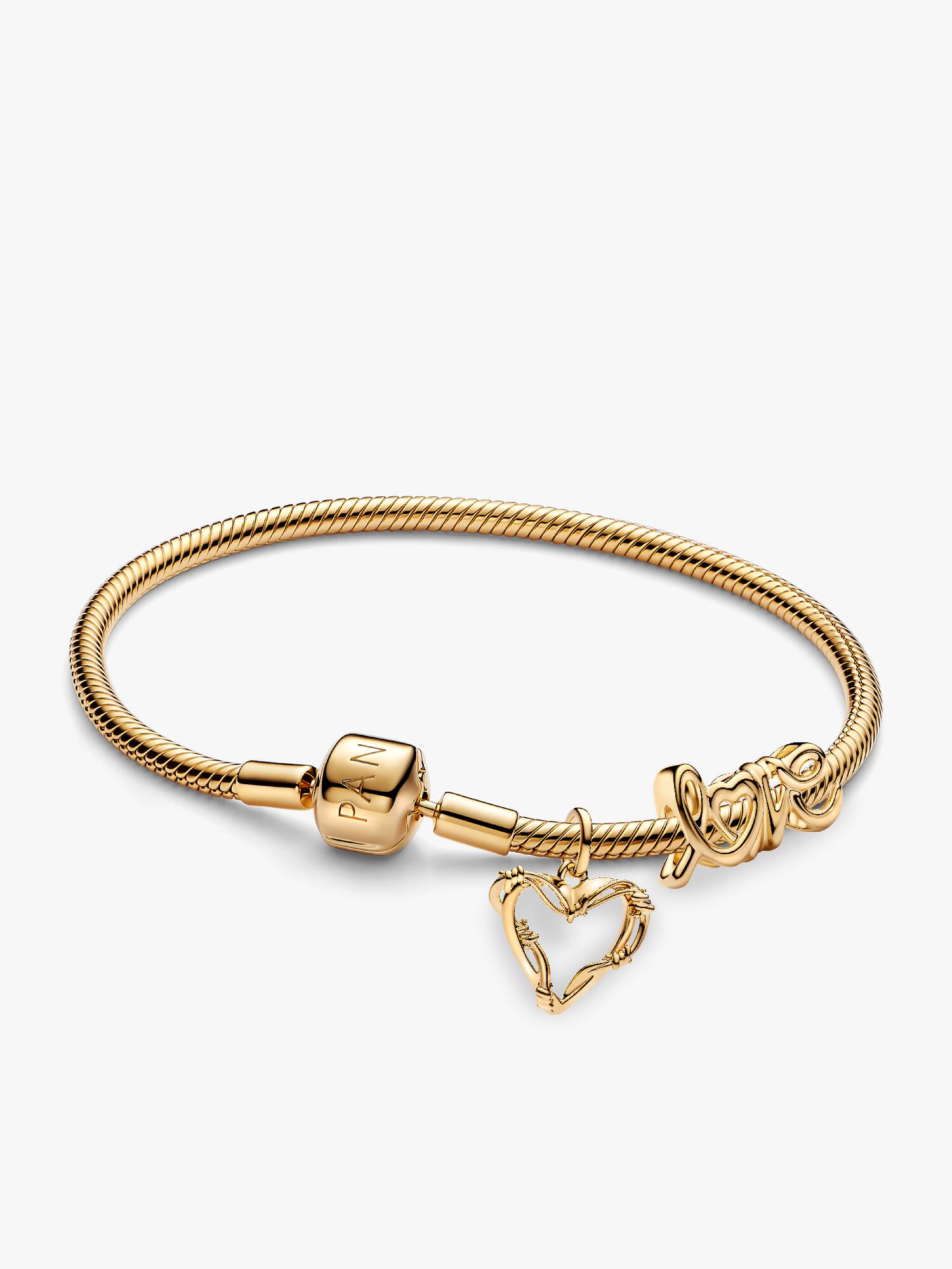 Conjunto de Regalo Pulsera, Medallón Pandora Me Corazón y Charm Love