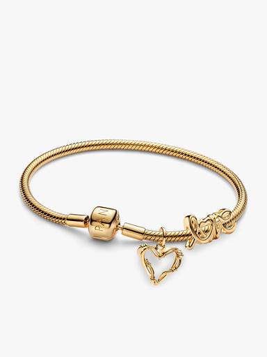 Conjunto de Regalo Pulsera, Medallón Pandora Me Corazón y Charm Love