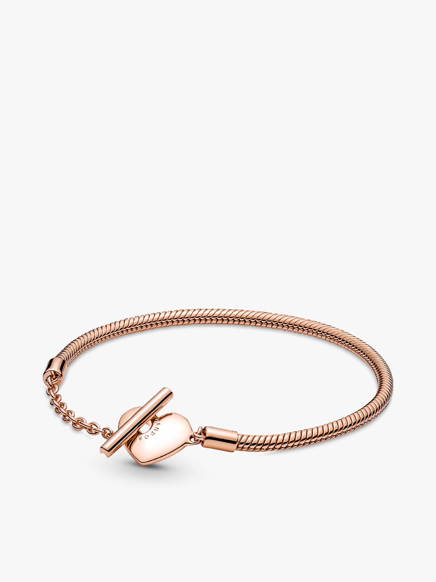 Pulsera Pandora Moments Cadena de Serpiente con cierre en T y Corazón