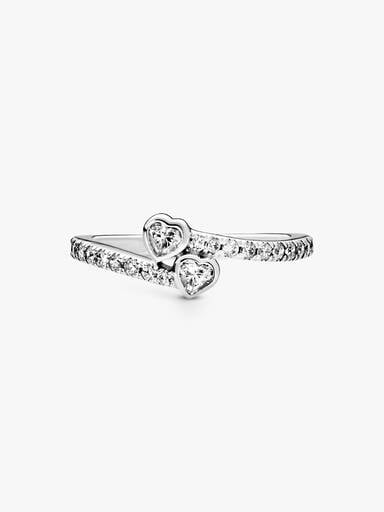 Anillo Dos Corazones Brillantes