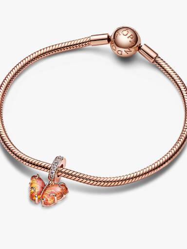 Charm Colgante de Cristal de Murano Rosa y Amarillo Mariposa
