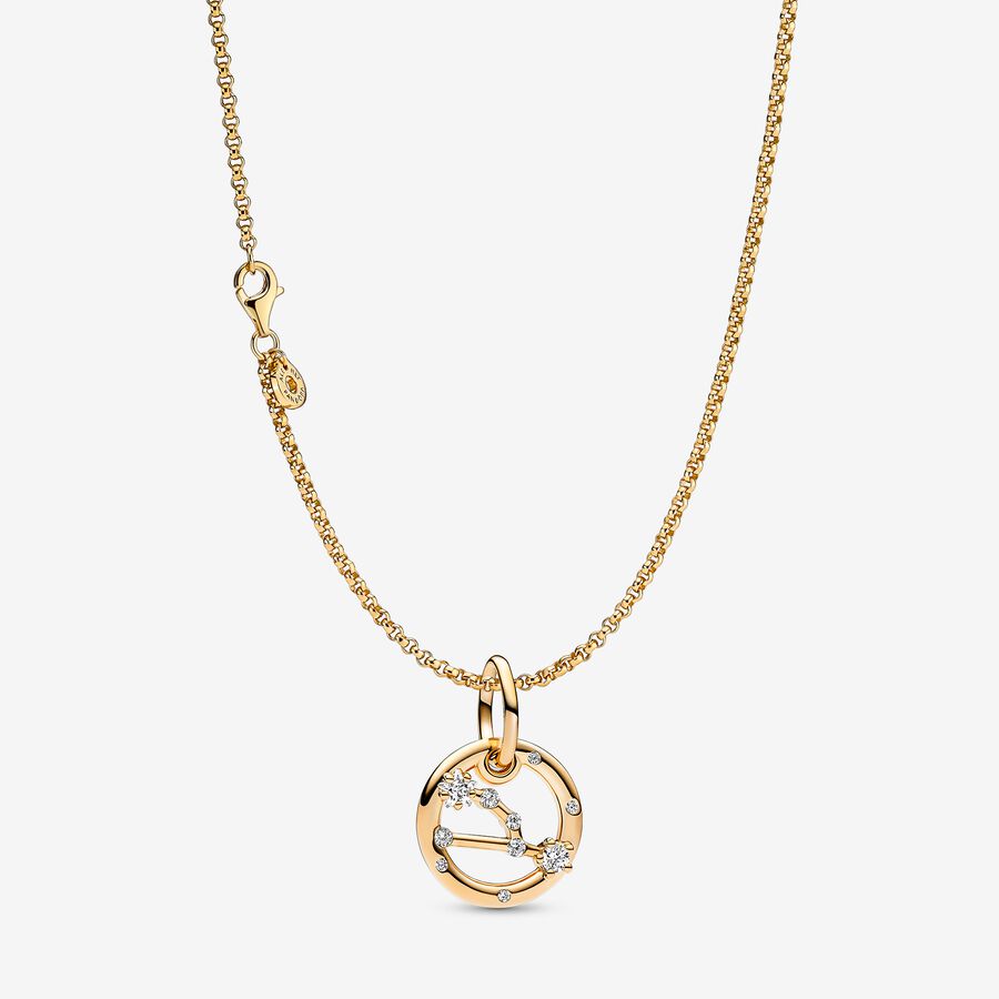 14K Gold Plated Taurus Zodiac Necklace image number 0