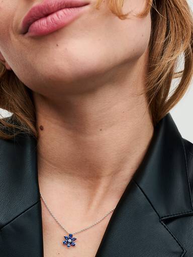 Collar con Colgante Herbario Azul Brillante