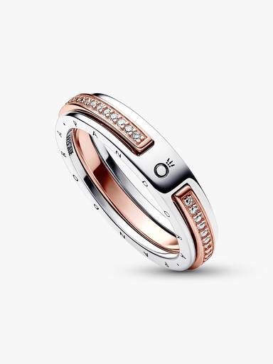 Anillo Logo y Pavé en Dos Tonos Pandora Signature