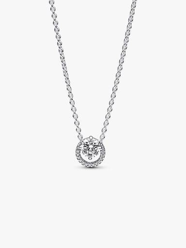 Collar con Colgante Brillante Halo Redondo