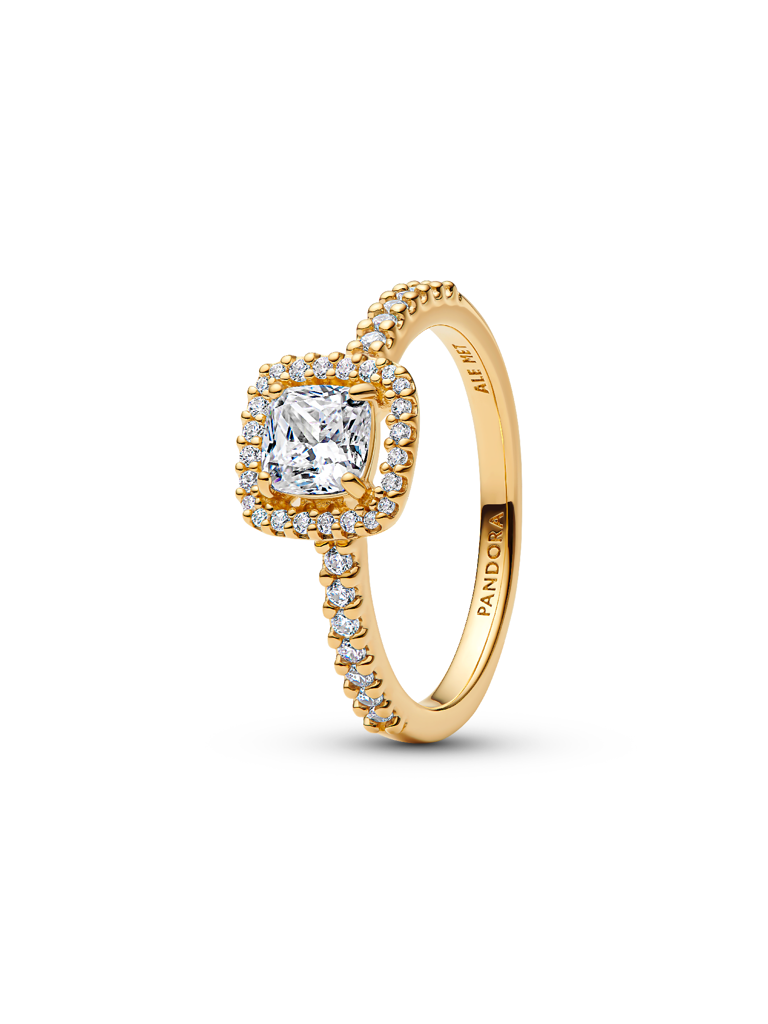 Anillo Halo Transparente Cuadrado Brillante
