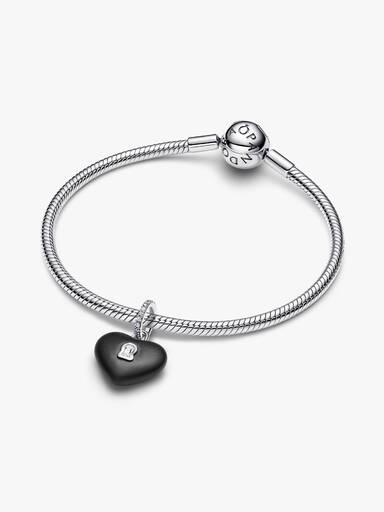 Charm Colgante Candado Corazón Cerámica Negro Mate