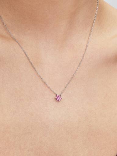 Collar con Colgante Flor Rosa Brillante