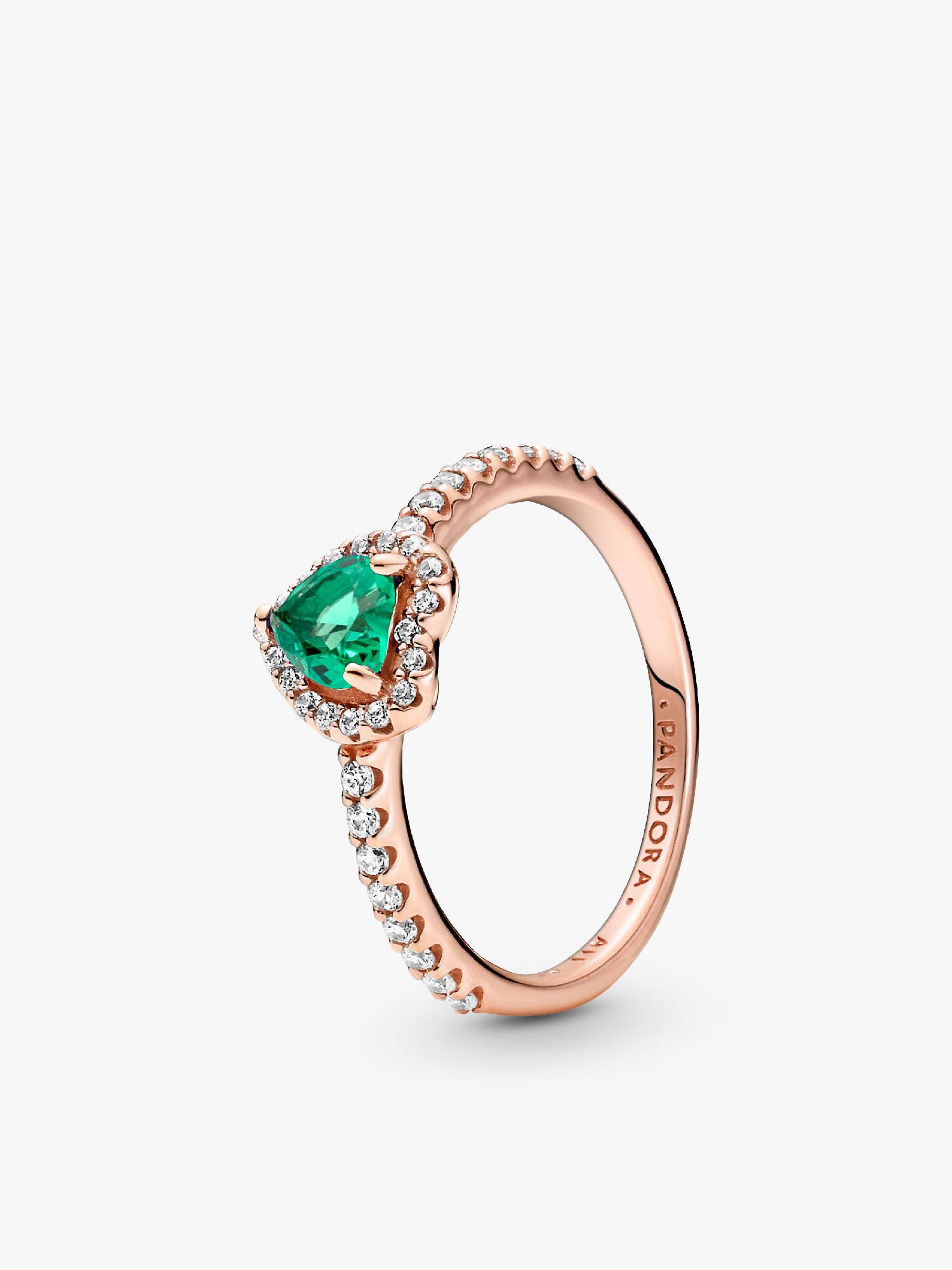 Anillo Corazón Brillante Elevado Verde