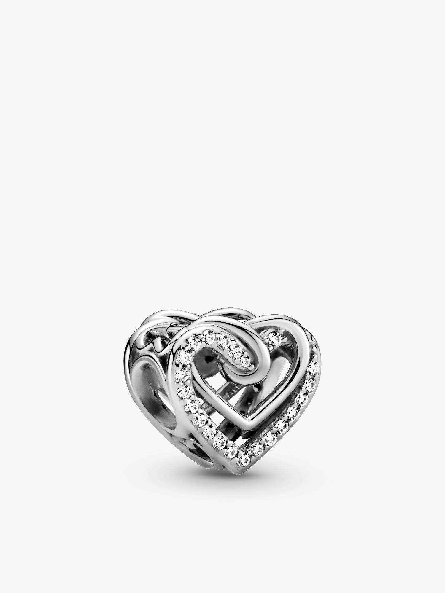 Charm en plata de ley Corazones Brillantes Entrelazados