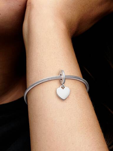 Heart silver dangle with clear cubic zirconia