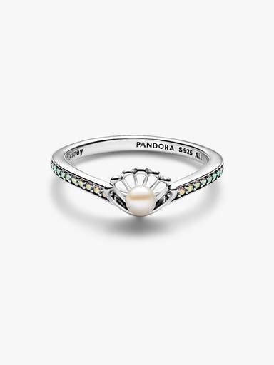 Anillo Perla Cultivada de Agua Dulce Tratada Concha Princesa Ariel de Disney