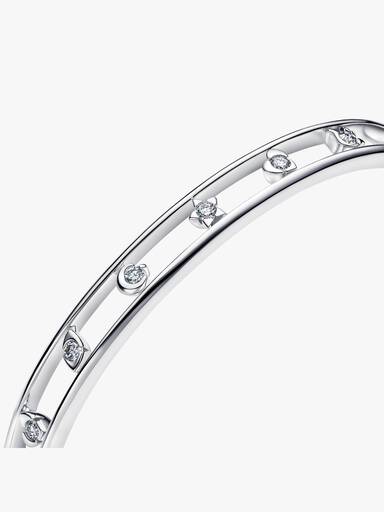 Sterling silver bangle with 0.35 ct TW G-I VS+ round brilliant very good cut lab-grown diamonds