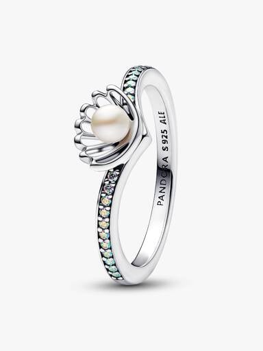 Anillo Perla Cultivada de Agua Dulce Tratada Concha Princesa Ariel de Disney