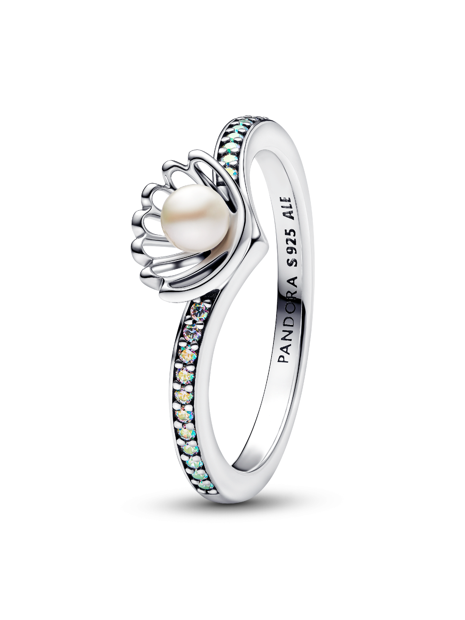 Anillo Perla Cultivada de Agua Dulce Tratada Concha Princesa Ariel de Disney