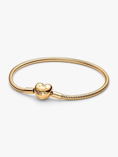 Pulsera de Cadena de Serpiente con Cierre de Corazón de Pandora Moments