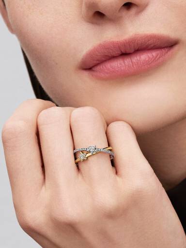Anillo Cruzado Estrella Brillante