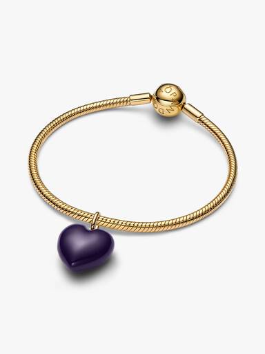 Charm Colgante Corazón Volumen Morado
