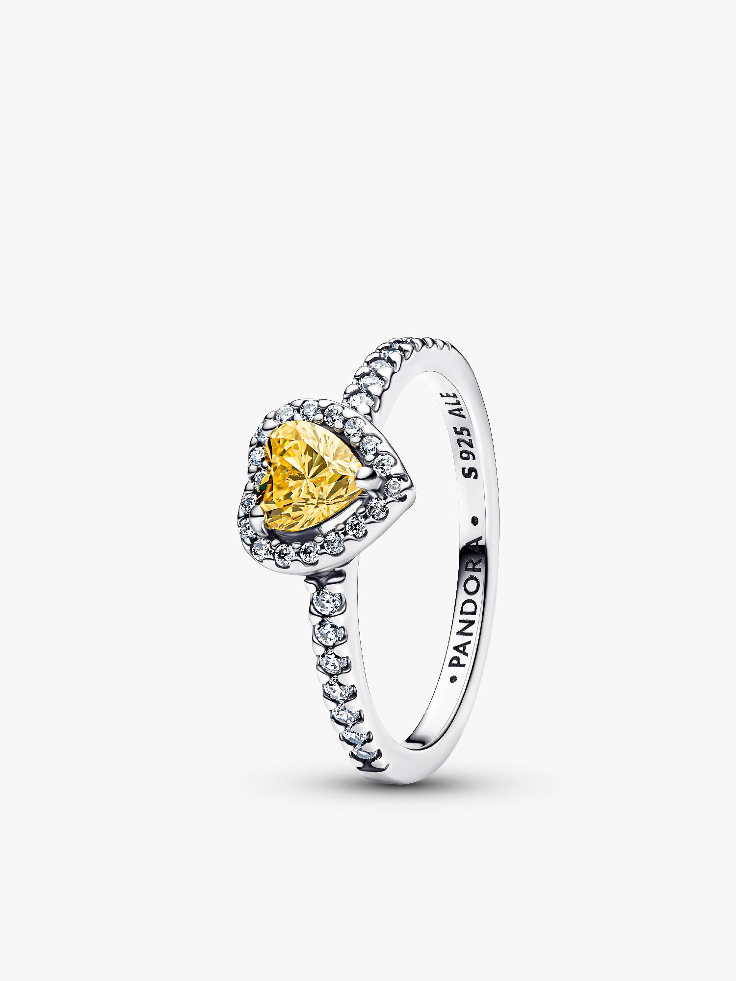 Anillo Corazón Amarilllo en Relieve Brillante