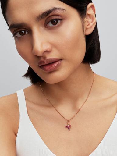 Charm Colgante Doble Libélula Rosa