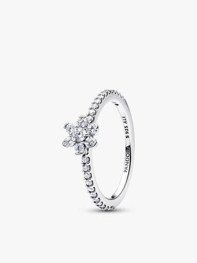 Conjunto de Regalo Anillos Flor Brillante Rosa y Transparente