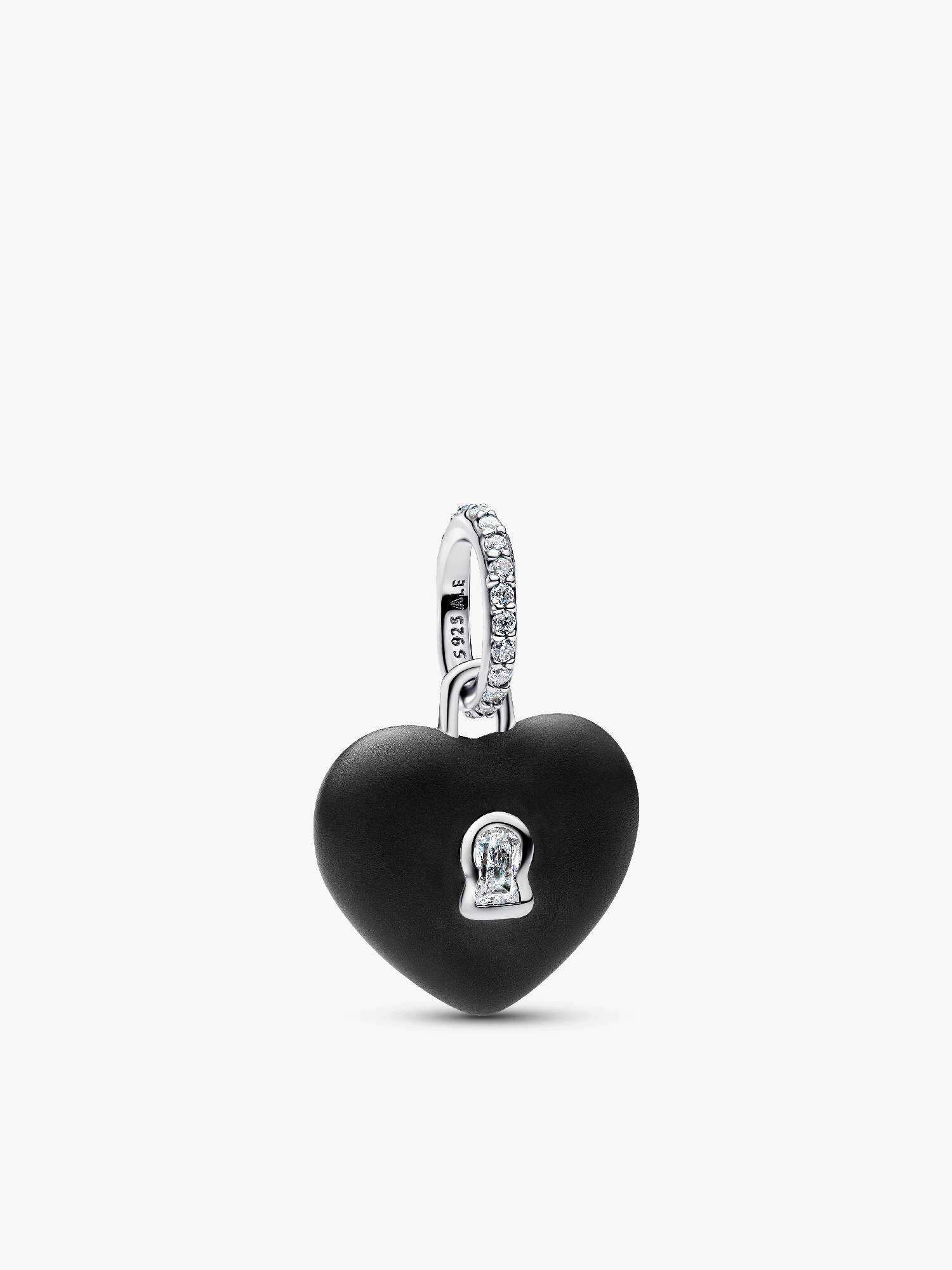 Charm Colgante Candado Corazón Cerámica Negro Mate