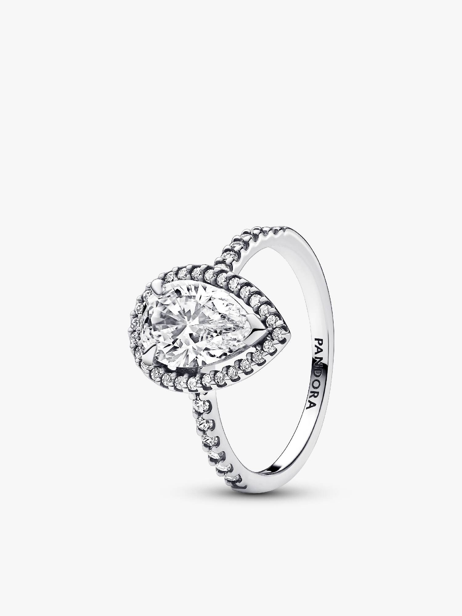 Anillo Halo Brillante Grande Corte Pera