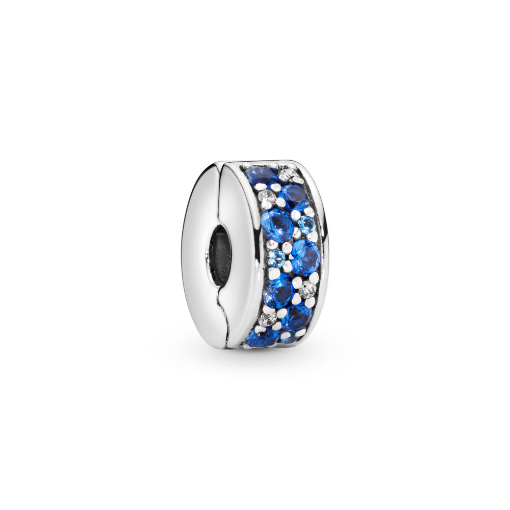Pandora Charm de Clip Pavé Azul en Plata de Ley