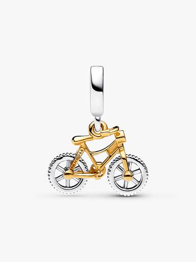 Charm Colgante Ruedas de Bicicleta Girando en Dos Tonos