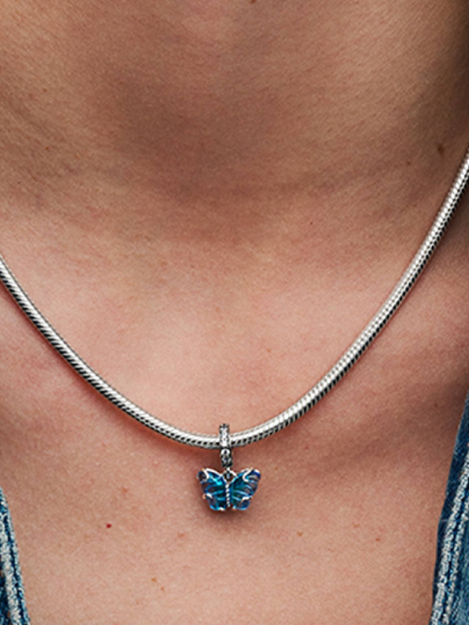 Charm Colgante Mariposa de Cristal de Murano Azul