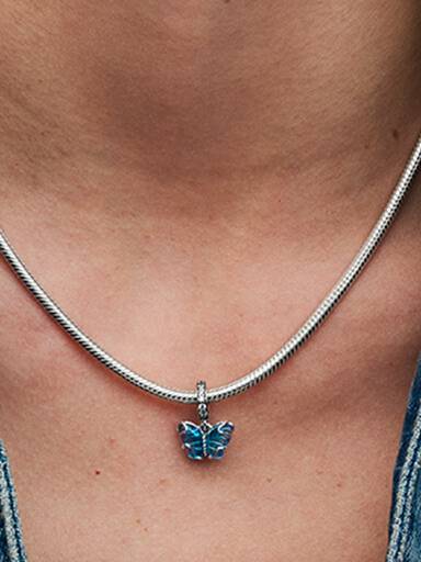 Charm Colgante Mariposa de Cristal de Murano Azul