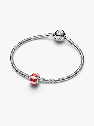 Charm Cristal de Murano Caramelo Navideño Rojo