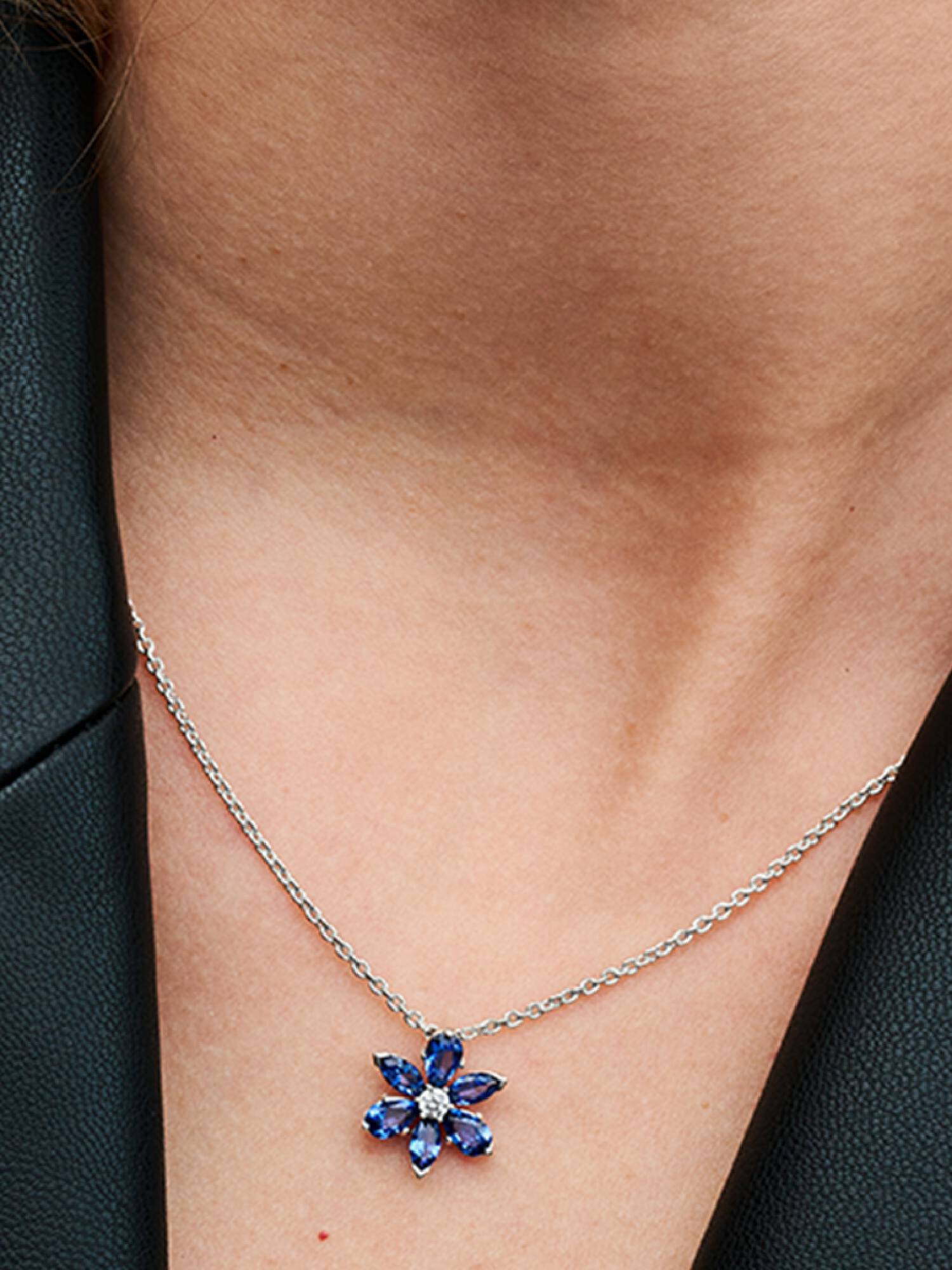 Collar con Colgante Herbario Azul Brillante